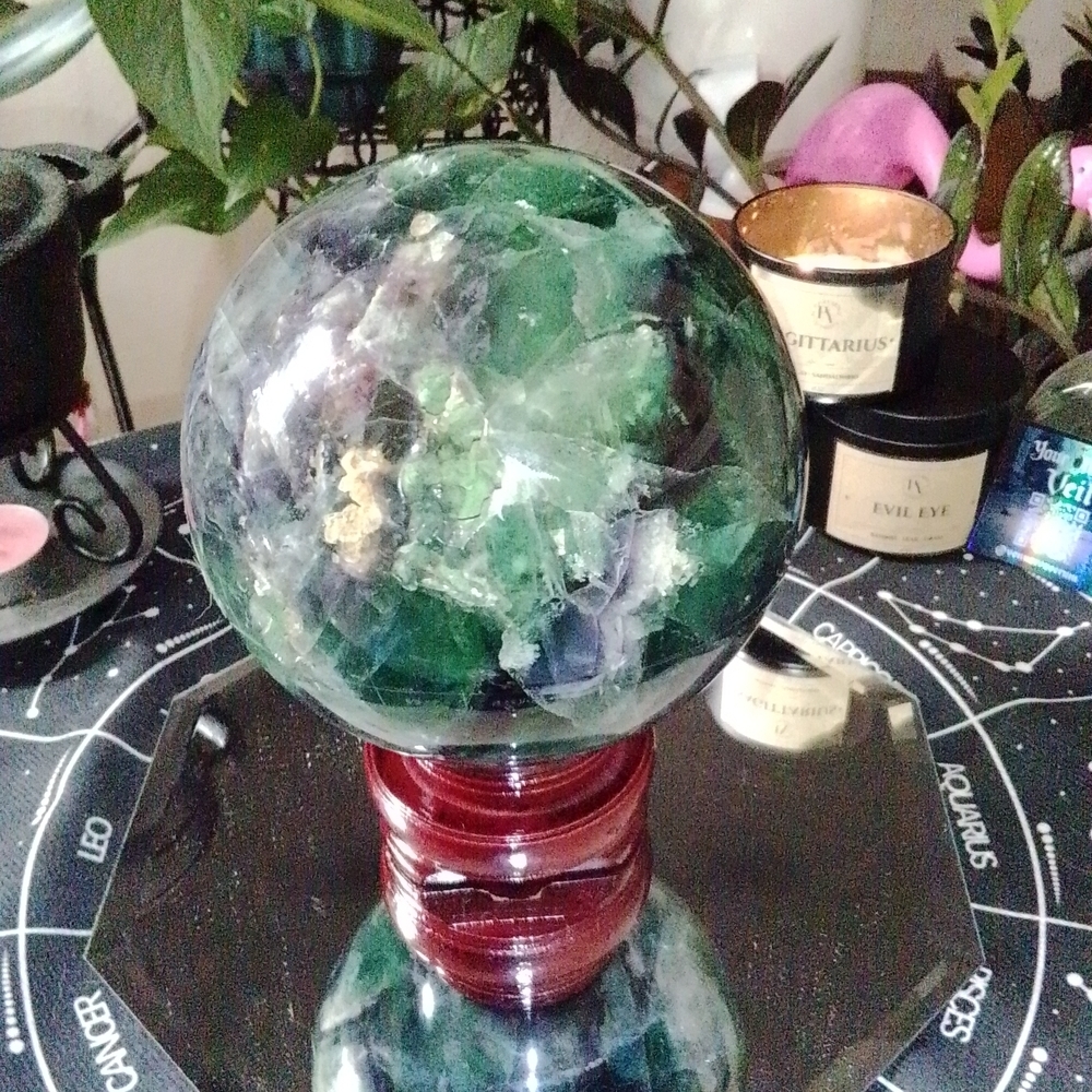 7.1 LB HUGE Druzy Statement Fluorite Crystal Ball Sphere Mineral & Many Rainbows - Picture 6 of 13